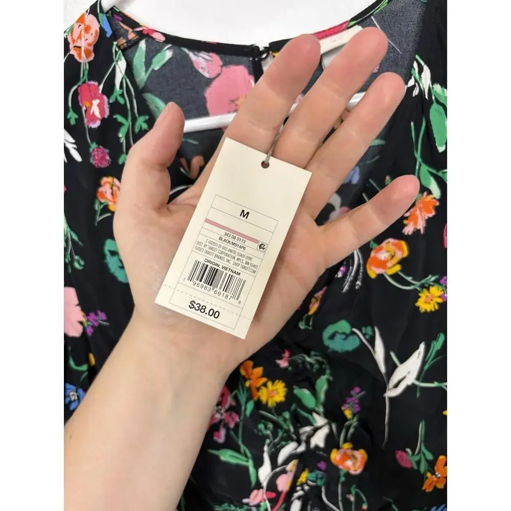 A New Day Dress Womens Medium Cinched Front Colorful Florals Maxi Modest Spring - Picture 9 of 13